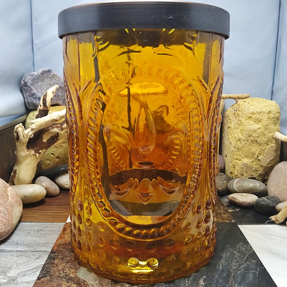 Lg VTG Amber Candle Holder